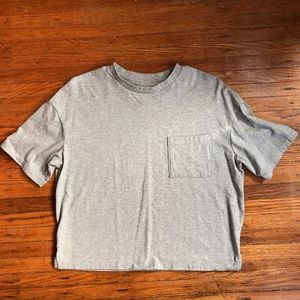 Uniqlo heather gray oversize boxy pocket tee